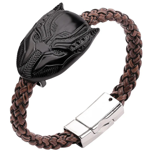 Marvel Superhero Leather Bracelet – Spiderman, Iron Man, Black Panther
