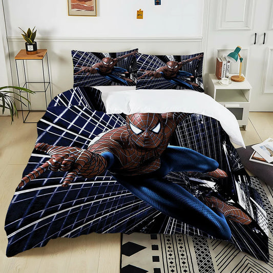 Marvel Spider-Man Print Bedding Set – 3PC Luxury Duvet Cover &amp; Pillowcases for Adults &amp; Kids