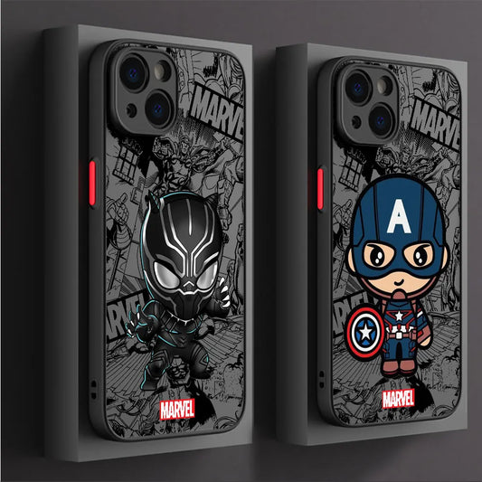 Cartoon Marvel Groot &amp; Spiderman iPhone Case – Shockproof Armor Cover for SE / 6S / 7 / 8 / X / XR / 11 / 12 / 13 / 14 / 15 Series