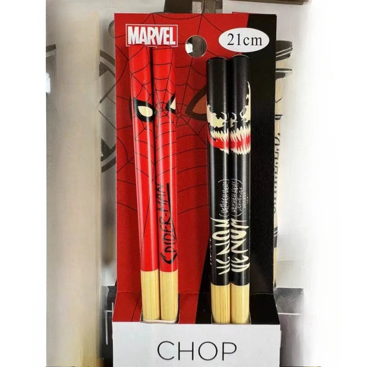 Marvel Universe Spider-Man &amp; Venom Bamboo Chopsticks – Cool Personalized Cartoon Tableware