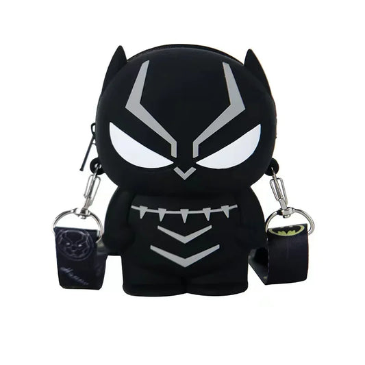Cartoon Marvel Series Silicone Coin Purse – Iron Man, Spider-Man, Captain America &amp; Black Panther Crossbody Wallet Bag