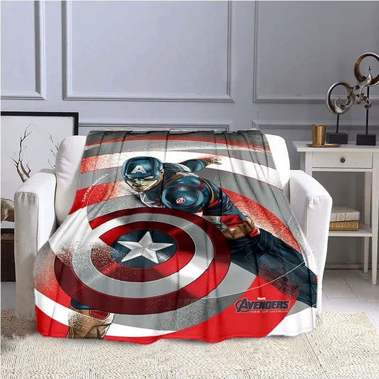 Comics Captain America Pattern Blanket – Soft, Warm &amp; Portable Travel Throw