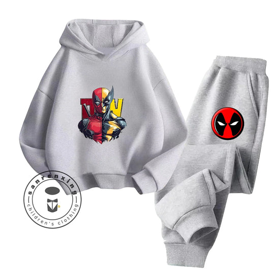 Marvel Deadpool Kids 2-Piece Hoodie Set – Superhero Sweatshirt &amp; Pants Outfit