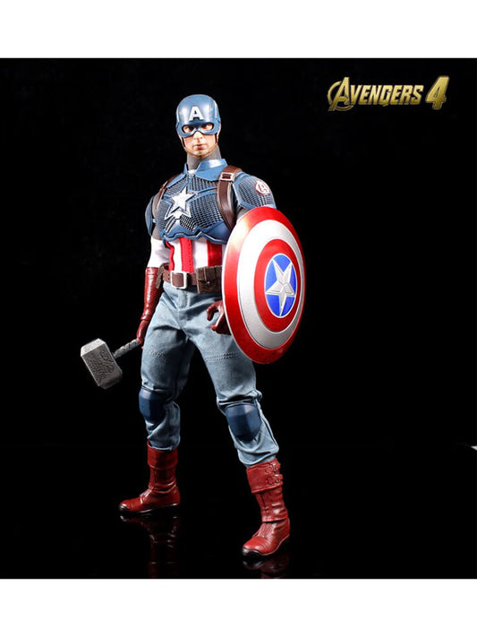 Avengers: Endgame Thor Hammer &amp; Captain America Action Figure – Rogers Collectible Statue Toy