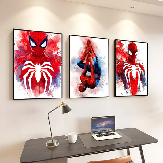 MINISO Spider-Man Watercolor Style Wall Art Poster – Marvel Superhero Canvas Print