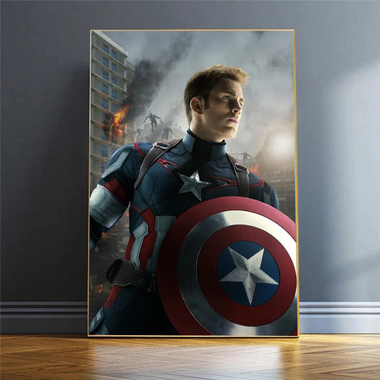 MINISO Marvel Superheroes Canvas Art – Spider‑Man, Iron Man &amp; Hulk Wall Mural Poster