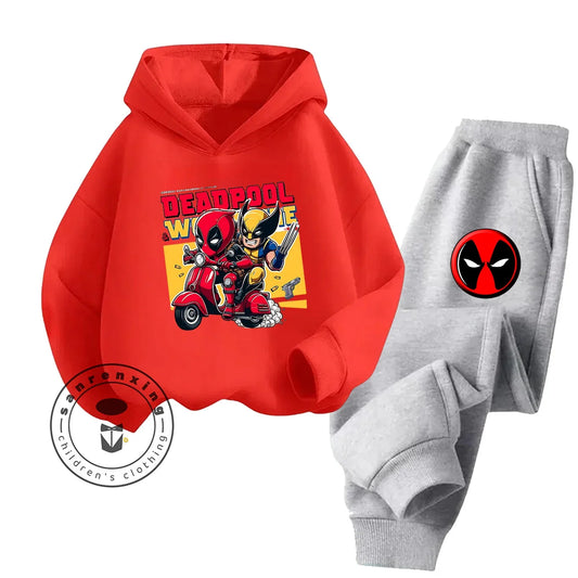 Marvel Deadpool Kids 2-Piece Hoodie Set – Superhero Sweatshirt &amp; Pants Outfit