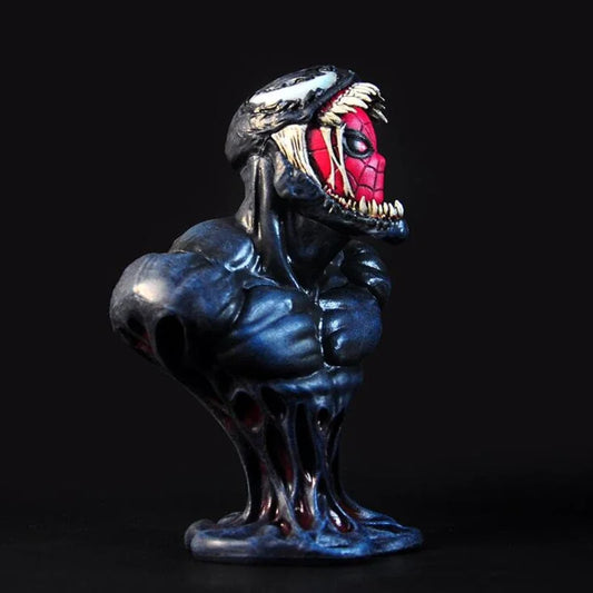 Marvel Venom &amp; Spider-Man Bust Statue – Handmade Mini Monster Combo Figure for Car Decor &amp; Gifts