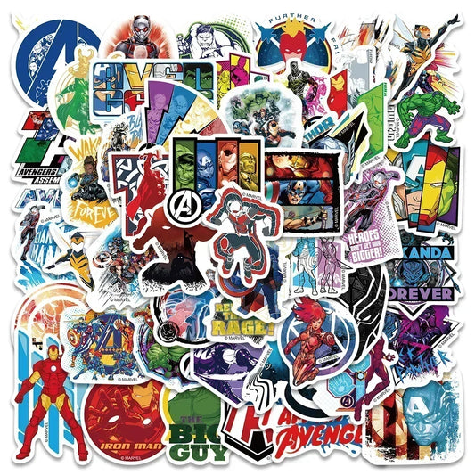 Kawaii Marvel Avengers Stickers – Cute Cartoon Graffiti Waterproof Decals for Laptop, Skateboard, Phone &amp; More