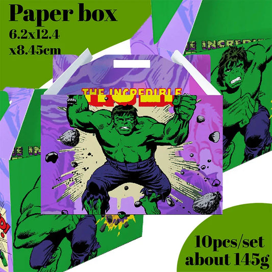 10pcs Hulk Birthday Party Favor Boxes – Superhero Theme Candy Containers for Kids’ Celebrations