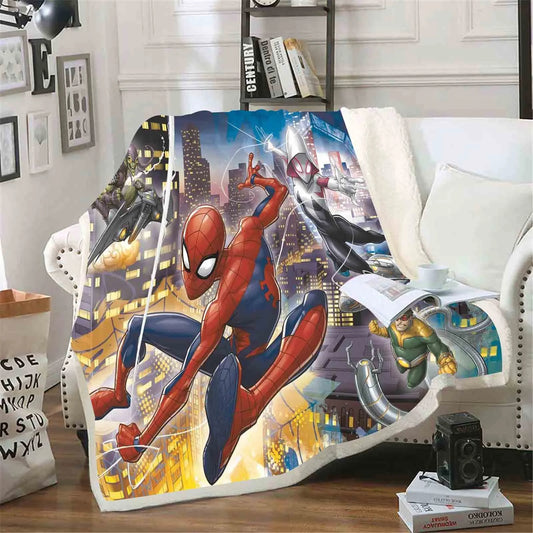 Spider-Man Furry Custom Blanket Luxury Plush Blankets Throw Baby  Winter Fleece Microfiber Fabric Modern Printed