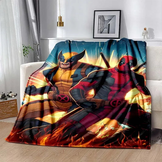Deadpool and Wolverine Print Blanket – Fluffy Plush Throw for Kids &amp; Adults