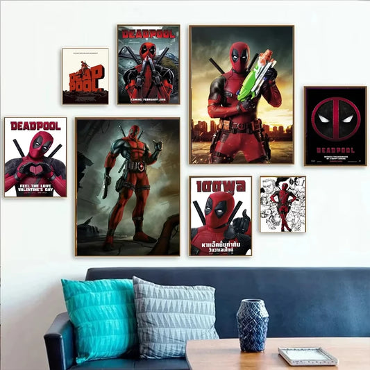MINISO Marvel Superheroes Wall Art Poster – Deadpool &amp; Avengers Movie Print for Kids' Room &amp; Home Décor