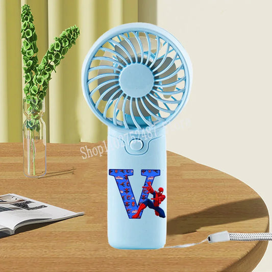 Marvel Spiderman Portable Fan – A-Z Letter Anime Action Figure Cooling Device for Kids