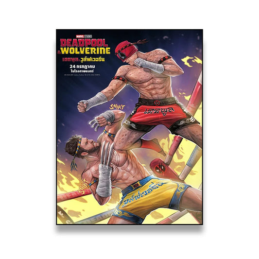 Marvel Deadpool &amp; Wolverine Canvas Art – Anime-Style Wall Poster for Home Decoration