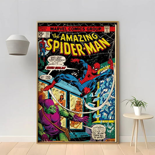 MINISO Marvel Superhero Spider-Man Vintage Art Posters – HD Print Canvas Painting for Home Wall Decoration