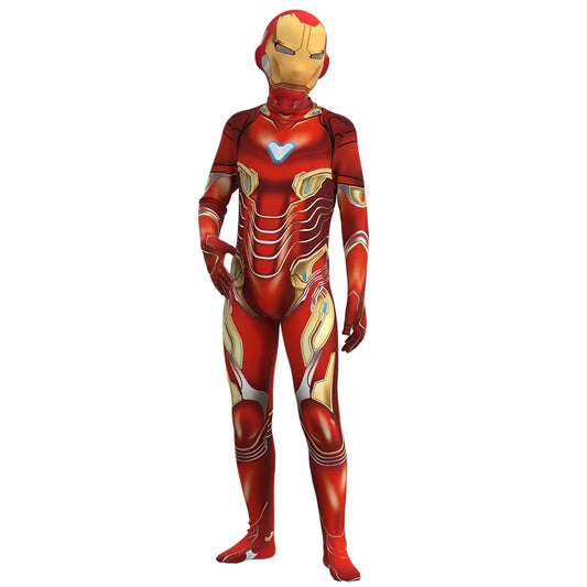Iron Man Cosplay Jumpsuit – Superhero Costume for Kids &amp; Adults