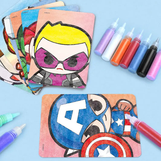 Marvel Avengers Sand Painting Kit – Spider-Man &amp; Captain America Creative Educational Toy for Kids