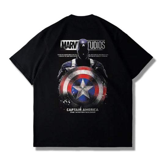Marvel Avengers Captain America Shield T-Shirt – Unisex Loose-Fit Top for Men &amp; Women