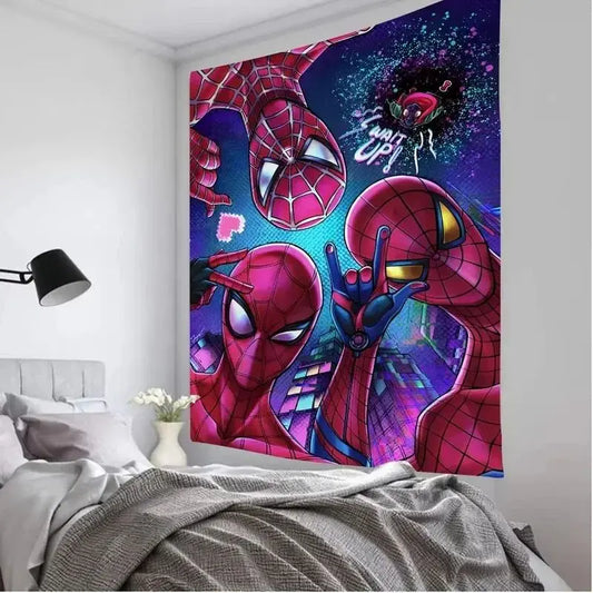 Marvel Avengers Spider-Man Tapestry – Anime Style Wall Hanging Art for Superhero Fans