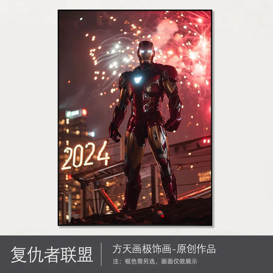 MINISO Marvel Hanging Canvas Art – Iron Man &amp; Spider-Man Avengers Movie Poster