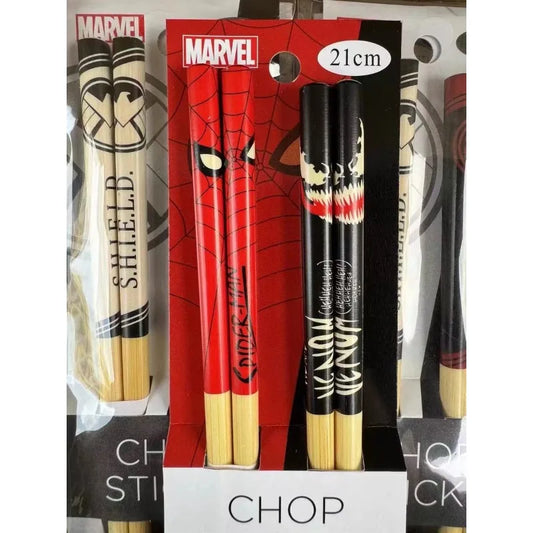 Marvel Universe Spider-Man &amp; Venom Bamboo Chopsticks – Cool Personalized Cartoon Tableware