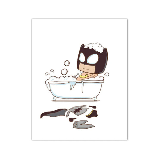 Marvel Superhero Bathroom Wall Art – Spider-Man &amp; Iron Man Funny Canvas Poster