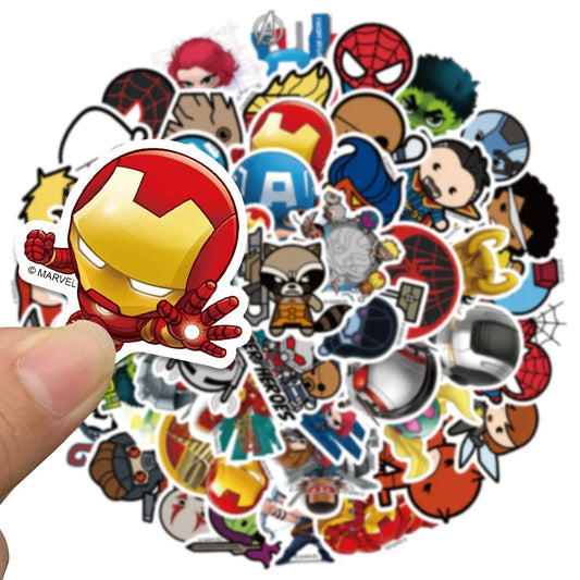 Kawaii Marvel Avengers Stickers – Cute Cartoon Graffiti Waterproof Decals for Laptop, Skateboard, Phone &amp; More