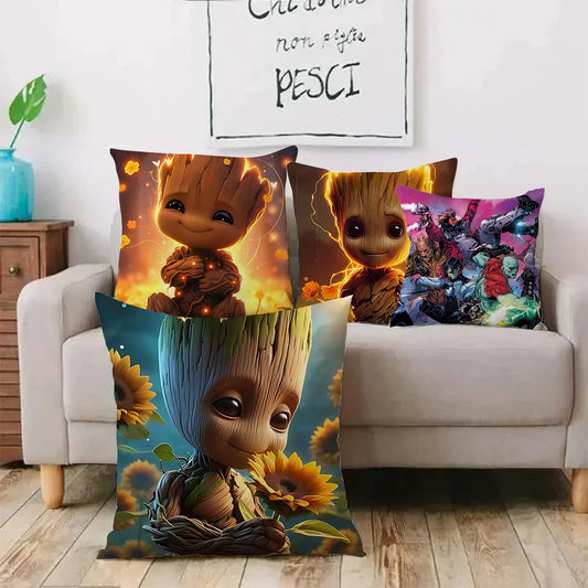 Marvel Groot Cartoon Pillow Covers – Cute Double-Sided Sofa Cushion Decor