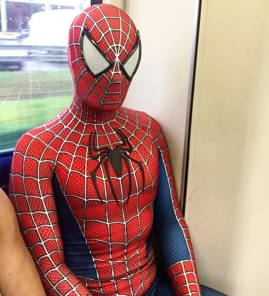 Maguire Raimi Spider-Man Cosplay – 3D Emblem Zentai Bodysuit for Adults