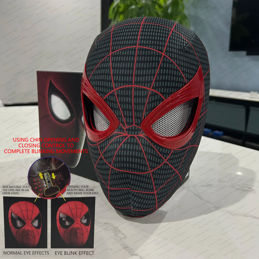1:1 Spider-Man Cosplay Mask – Moving Eyes &amp; Remote Control Headgear for Kids
