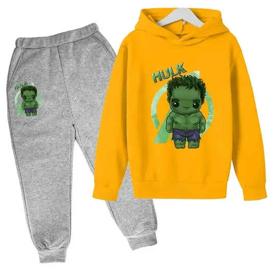 Marvel Hulk &amp; Captain America Kids 2-Piece Tracksuit – Autumn Hoodie &amp; Pants Set