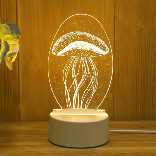 Romantic 3D LED Lamp – Warm White Acrylic Night Light for Bedroom &amp; Kids' Decoration