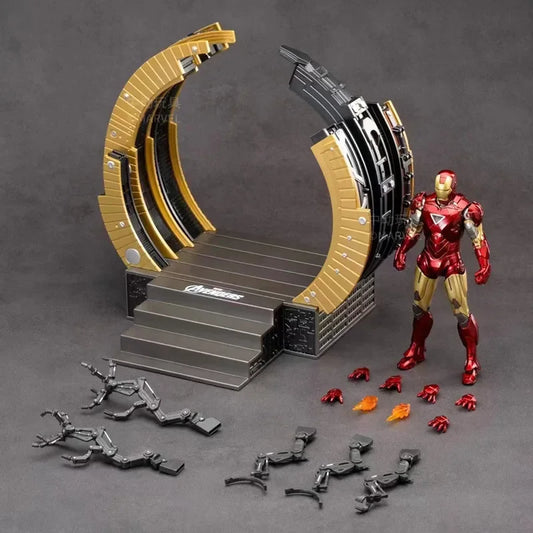 Genuine ZD Marvel Iron Man MK6 with Suit-Up Gantry – LED Light Action Figure Model