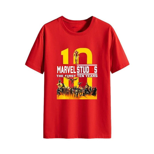 2025 Marvel 10th Anniversary Commemorative T-Shirt – Avengers 4 Anime Collaboration Parent-Child Outfit
