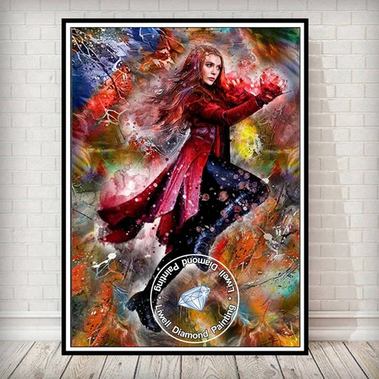 Scarlet Witch Diamond Painting – Full Drill Wanda Maximoff DIY Art Kit (Multiverse of Madness)