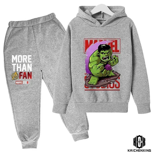 2025 Marvel Hulk Superhero Kids Hoodie &amp; Pants Set – Spring/Autumn Tracksuit for Boys &amp; Girls