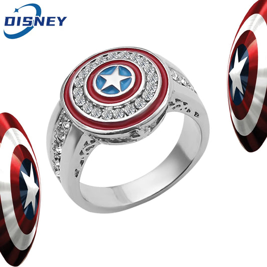 Superhero Captain America Shield Logo Rings – Vintage Marvel Jewelry Gift for Fans