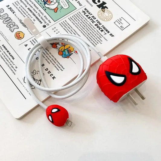 Marvel Avengers Spiderman iPhone Charger Protective Case – 18W/20W Cartoon Cable Bite Sleeve Cover for Data Cable