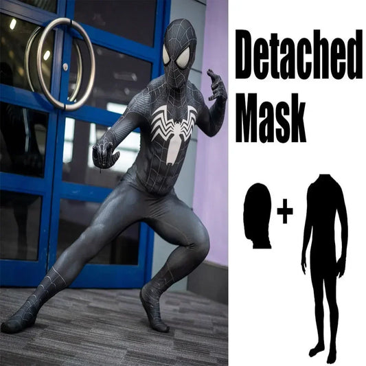 Halloween Venom &amp; Miles Morales Spider-Man Cosplay Costume – Adult Superhero Zentai Bodysuit Jumpsuit