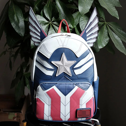 Marvel Avengers Cartoon Backpack – Deadpool &amp; Captain America High-Capacity Travel Bag