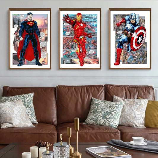 MINISO Marvel Avengers Wall Art Poster – Spider-Man, Iron Man, Hulk Canvas Prints for Home Decor