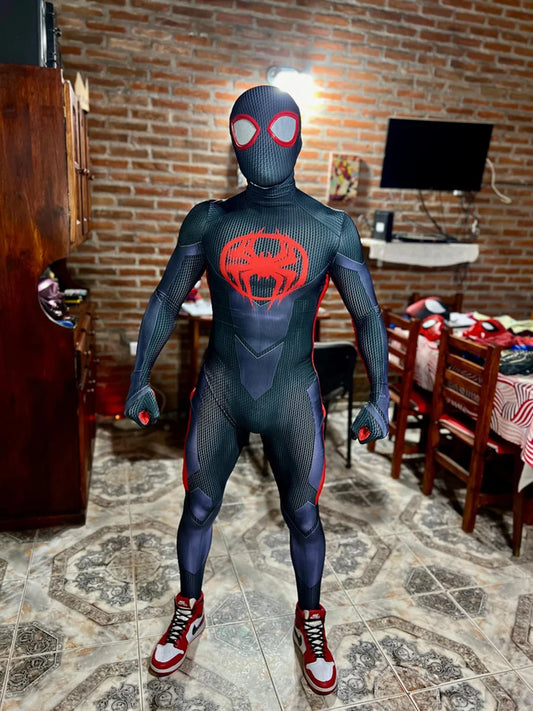 Across the Spider-Verse Miles Morales Advanced Cosplay – Spandex Superhero Bodysuit for Adults