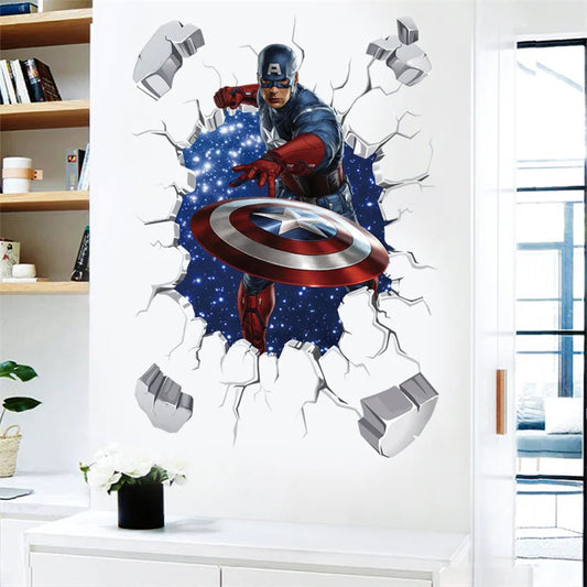 MINISO 3D Captain America Shield Wall Sticker – Avengers Marvel Mural for Kids’ Rooms